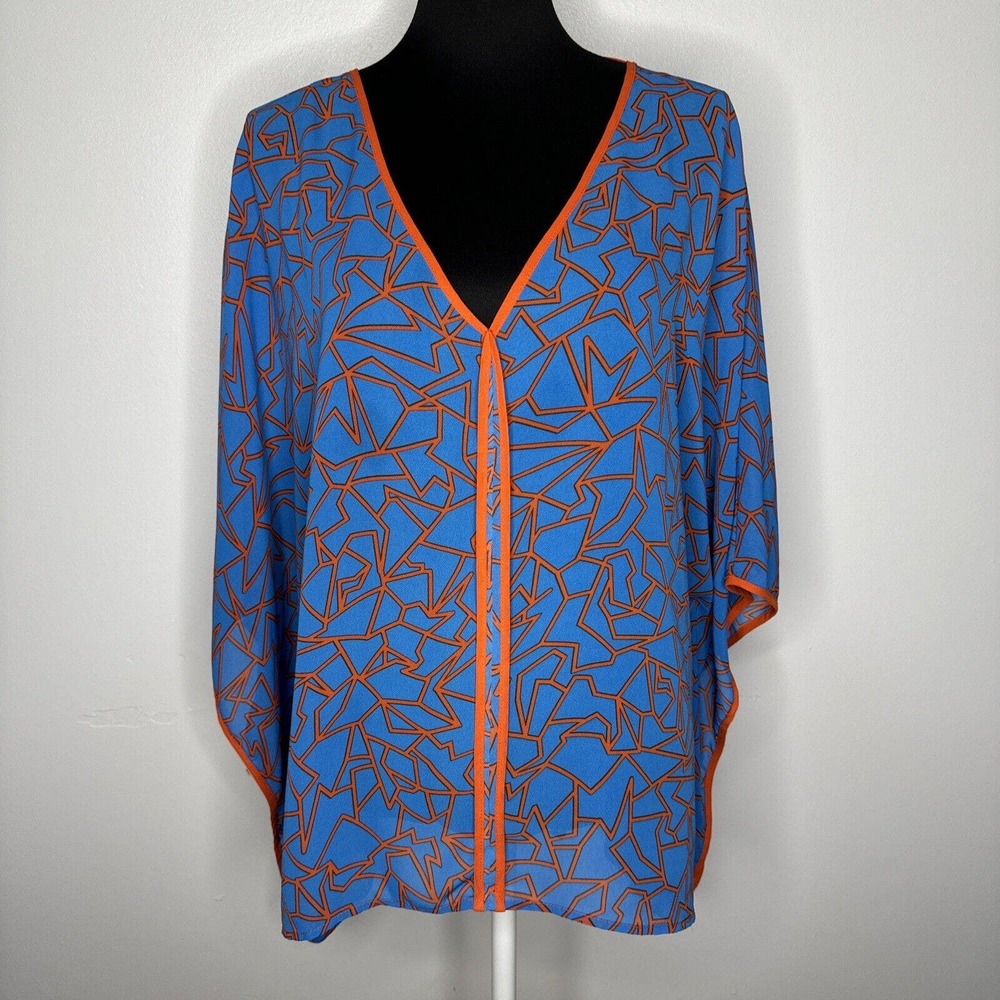 Miss Tina By Tina Knowles XL 16-18 Abstract Geometric Kimono Colorful Vi…